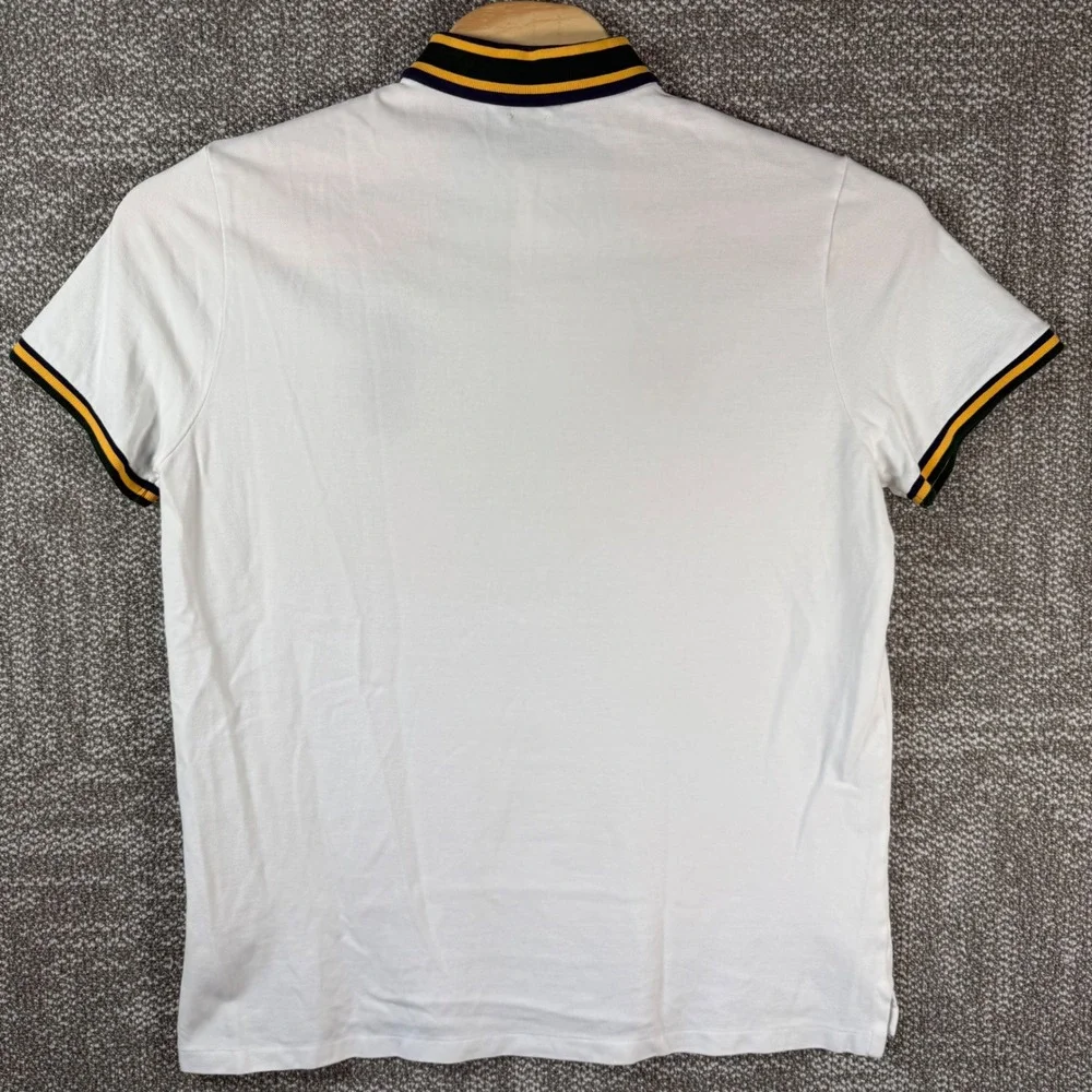 Polo Ralph Lauren Big Pony Crest Polo Shirt Men XL White Custom Slim Fit Striped